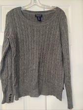 Polo Jeans Company Ralph Lauren Gray Cable Knit Crewneck Sweater Women  s Large