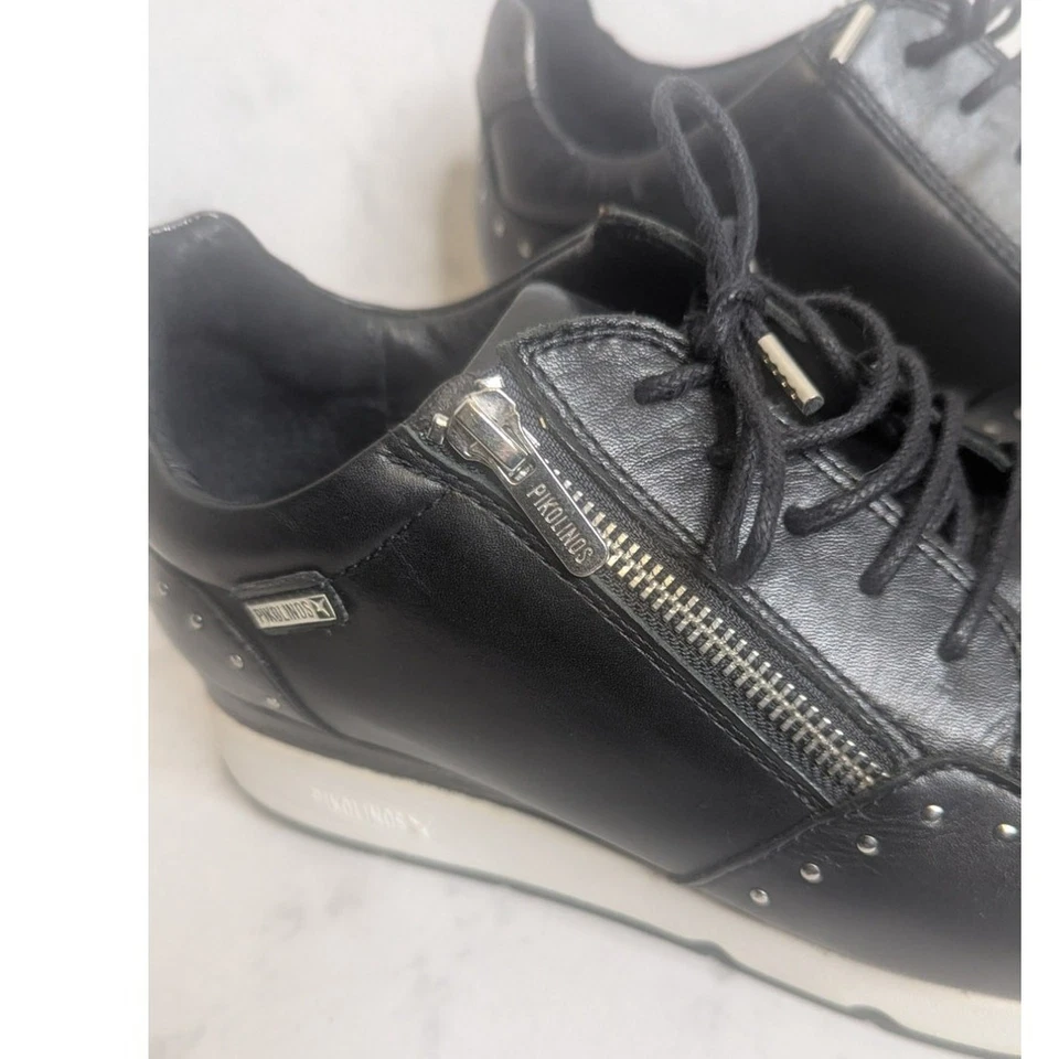 Pikolinos black leather Mundaka lace up comfort sneakers studded size 41 - Изображение 3 из 4