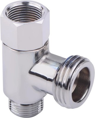 2 PACK 3-Way 3/8'' X 1/2'' Tee Adapter Brass 3/8'' Water Line T Fitting Brushed Nic