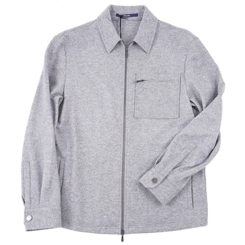 Drumohr Light Gray Soft-Brushed Wool Zip-Front Jacket M (Eu 48) NWT - product listing photo