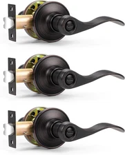 Oil Rubbed Bronze Wave Privacy Door Levers Interior Bed Bath Handles Keyless Loc