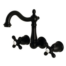 Kingston Brass KS125.AX Heritage 1.2 GPM Wall Mounted Widespread - Black