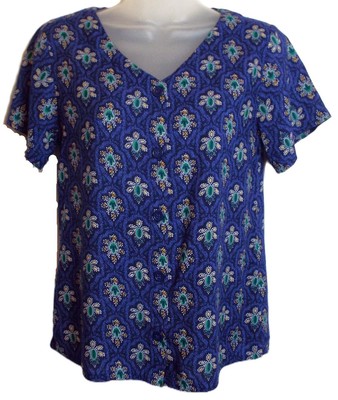 NEU JOVIE  BLAUE SOMMERBLUSE 100% VISKOSE KURZARM ~ OBERTEIL   GR. 10 #
