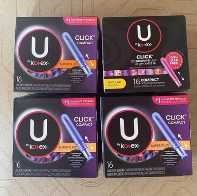 4packs Of U by Kotex Click Compact Tampons   3 Super Plus, 1 Regular