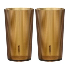 Clear Plastic Reusable Drinking Glasses, 11.8oz Water Cup(Brown, 2Pcs)
