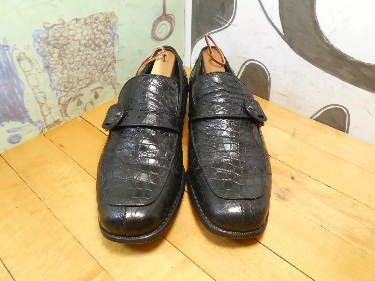 Truly Vintage Edwin Clapp Black Alligator Loafers Men's 8 (see msmts) VERY NICE!