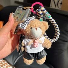 Cute Plush Bear Keychain Bag Charm Bag Purse Phone Pendant Kids Doll Toys Gift