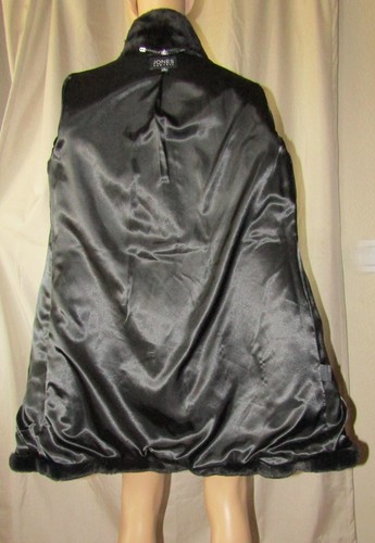 NWT $320 Jones New York Black Faux Fur Coat Rolled Sleeves & Down to Waist Sz S - Picture 12 of 13