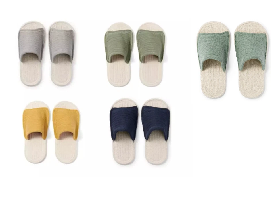 MUJI Cotton Room Sandals Open front Select Size & Color From Japan New