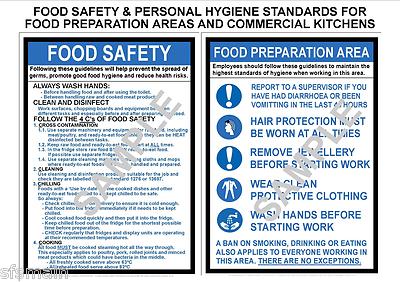 Health Safety 2 A4 Laminated Commercial Kitchen Signs Food