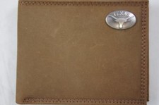 ZEP PRO Texas Longhorns Crazy Horse Leather bifold Wallet Tin Gift Box