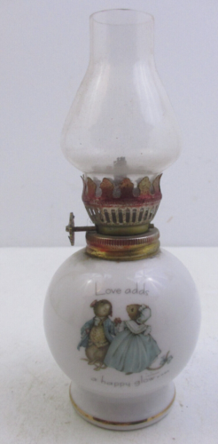 MINI GLASS OIL LAMP - TINY TALK "LOVE ADDS A HAPPY GLOW" - 7" TALL(FKC10) - Picture 1 of 5
