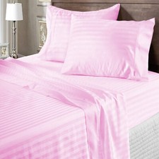 Bedding Collection 1000TC Egyptian Cotton Select Item US Size Pink Stripes