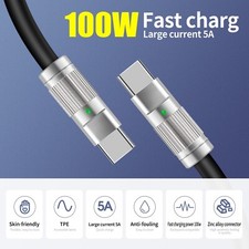 100W 6ft Fast Charge USB C to USB C Cable Durable Silicone IPHONE /Galaxy/Ipad