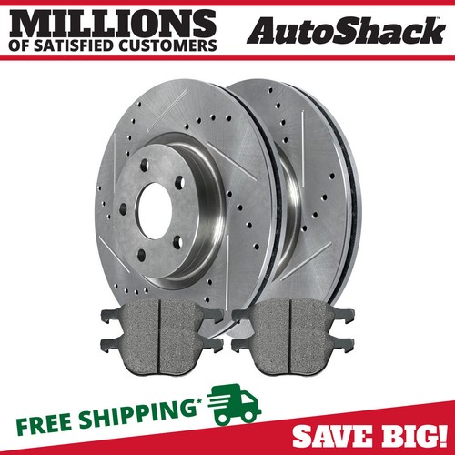 Front Drilled and Slotted Brake Rotors Silver Pads for Ford Escape