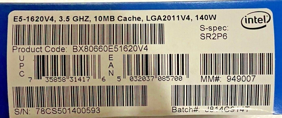 Intel BX80660E51620V4 SR2P6 Xeon Processor E5-1620 v4 10M Cache, 3.50 GHz NEW - Image 2 of 2