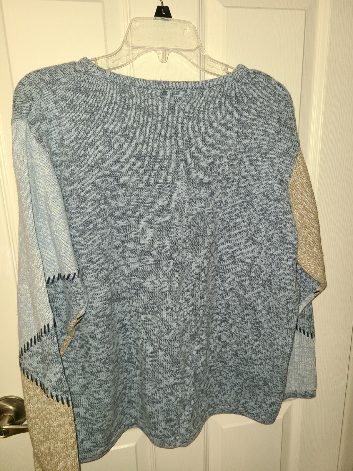 Dress Barn Blue/Tan Patchwork Pullover Sweater - … - image 2