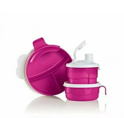 Tupperware Baby Stages Feeding Set. 3 Piece Hot Pink Brand New!