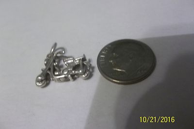 Sterling Silver - 3D motorcycle  Scooter  Charm Pendant 227142