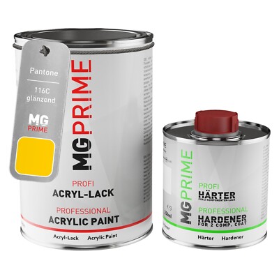 Pantone 116C Yellow glänzend Acryl Lack 1,5 Liter 1500 ml Dose inkl. Härter