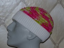 New Winter Chunky Knit Ski Beanie Hat Wool Very Colorful Pink Mint White New