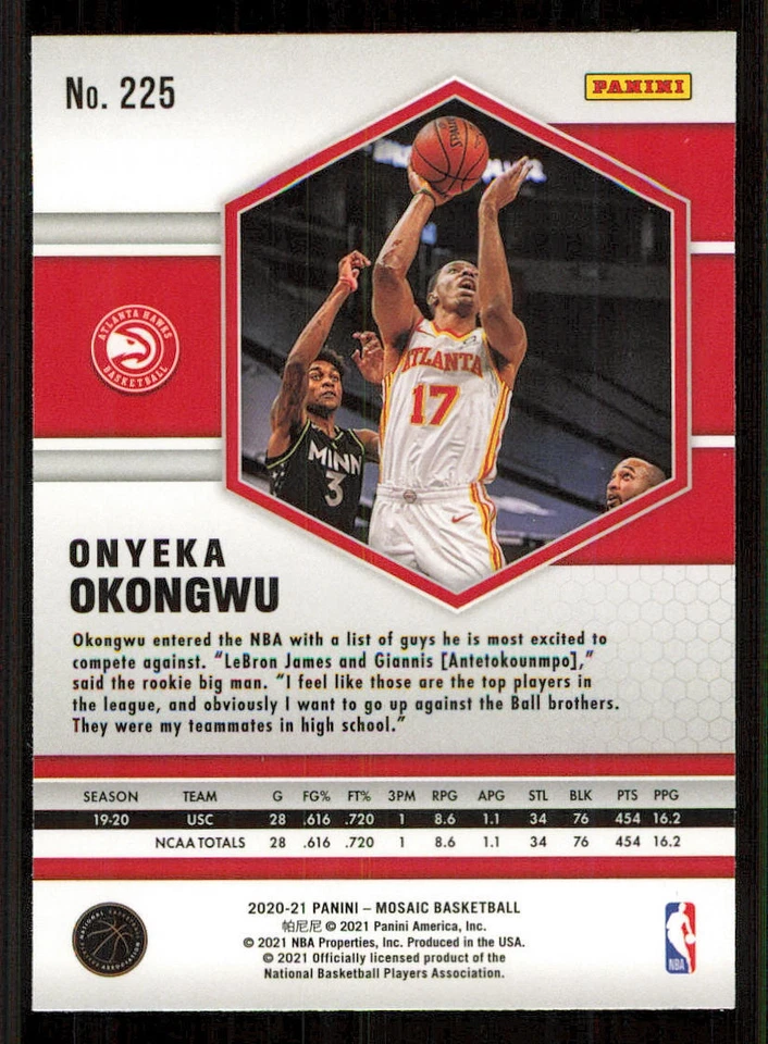 2020-21 Panini Mosaic Mosaic #225 Onyeka Okongwu - Image 2 of 2