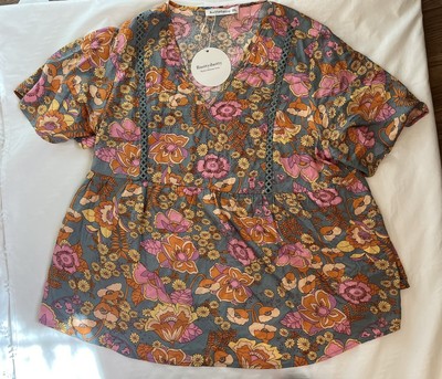 Rustty Dustty NWT TOP FLORAL women's 2XL colorfulfloralloosecomfyfunbohocottagec