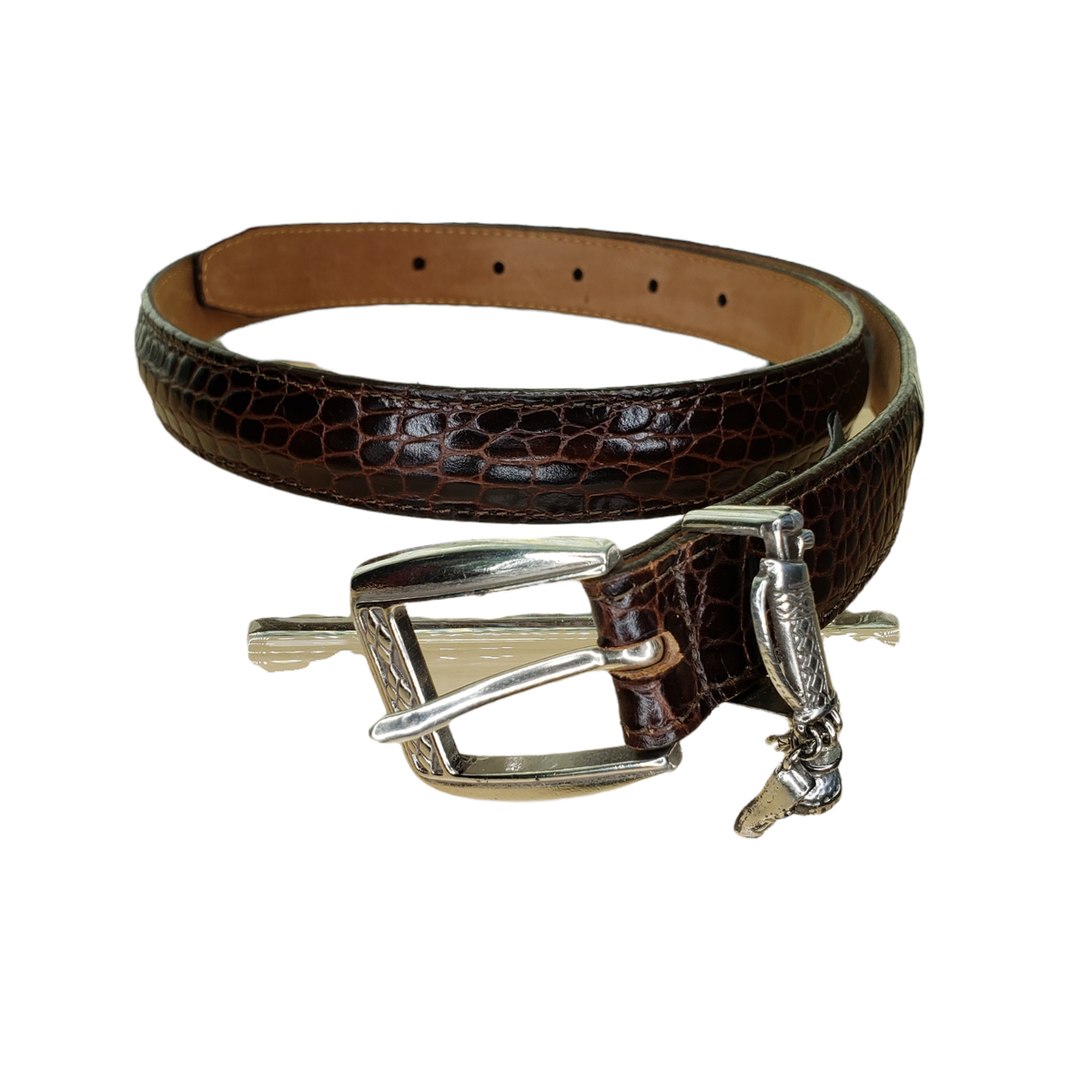 Brighton Women’s Waist Belt Golf Charms Brown Embossed Leather USA Size 36 39” Brighton Belt Golf Charms 34 Large Brown Embossed Leather  main image 3