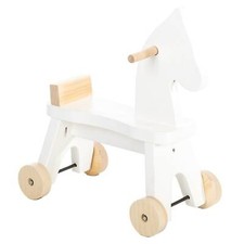Toddler Riding Horse, Natural  White - Amish Handcrafted