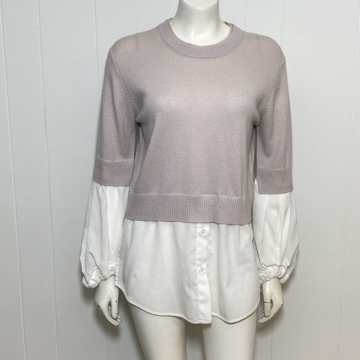 Brochu Walker Ebella Sweater Womens Small Lavender Wool Cashmere Layered  Crew