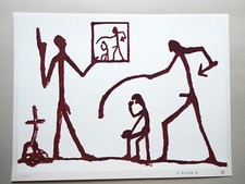 A. R. PENCK - "O. TITEL" - FARBSERIGRAFIE 1970 - SELTEN!!! - MONOGRAMM + STEMPEL