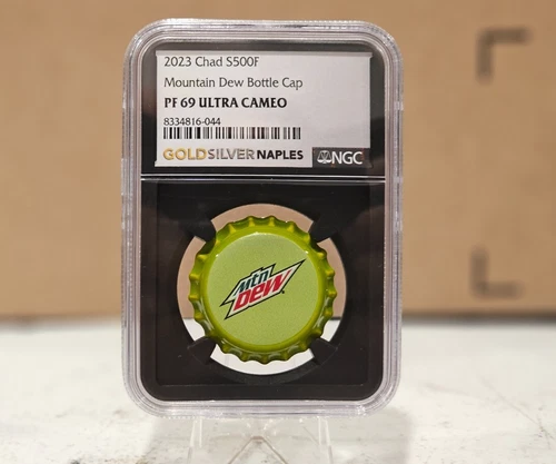 2023 NGC PF 69 6 Gram 999 Fine Silver Mountain Dew Bottle Cap Republic of Chad