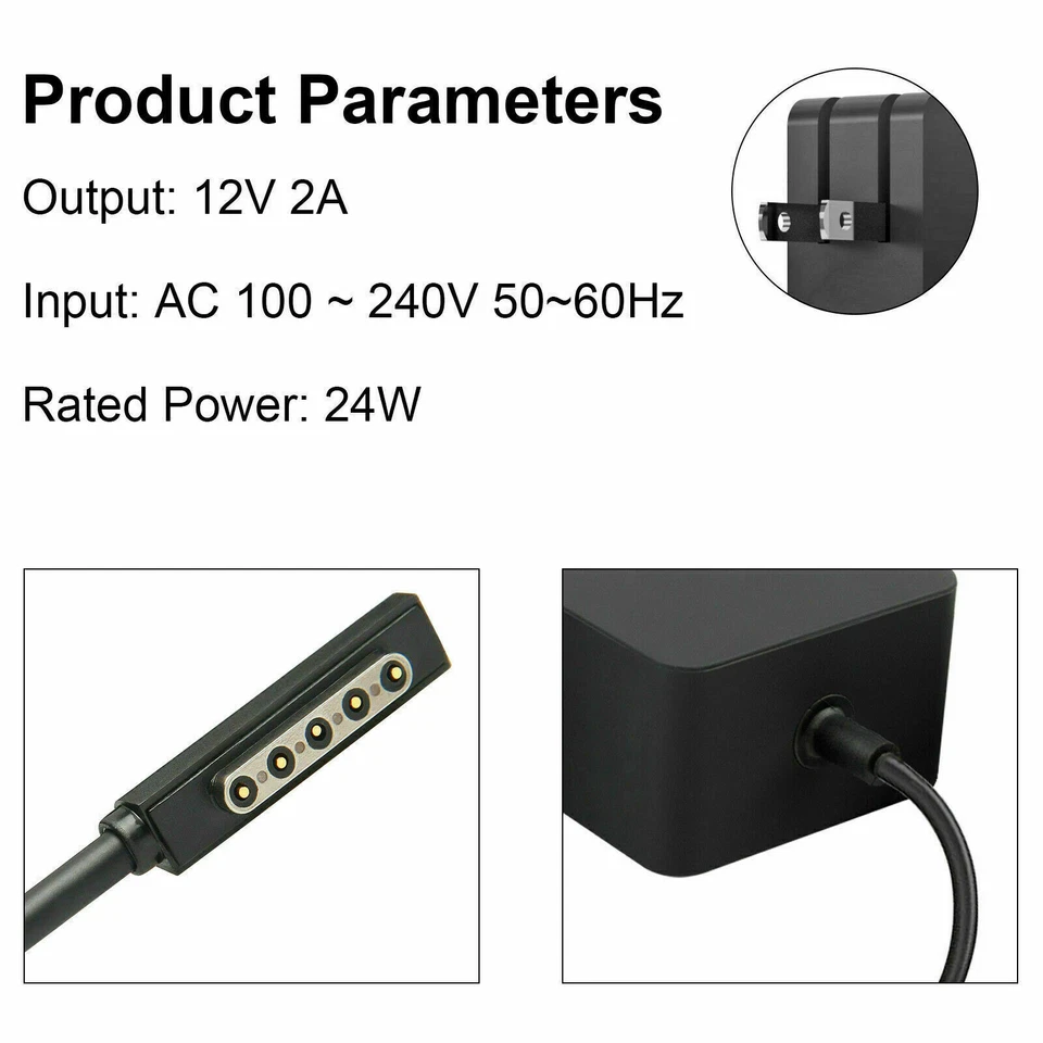  For Microsoft Surface RT / Pro 1/2 24W 12V 2A Adapter Charger 1512 1513 1516 US - Image 2 of 4