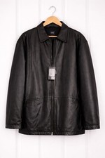 Image of 🖤 Hugo Boss Vintage Leather Jacket BNWT XL – RRP £449 – Classic Fit