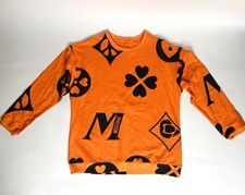 MENS MOSCHINO GRAPHIC ORANGE PULLOVER SWEATSHIRT Sz L Made In Italy