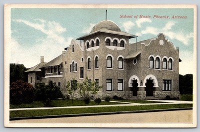 1910s School of Music Phoenix AZ Postcard Kress Octochrome 828 Textured Unused