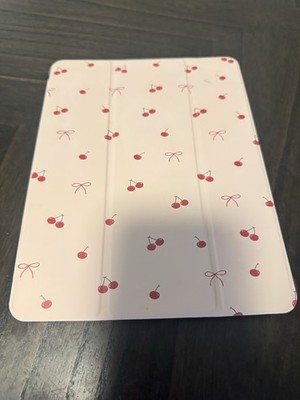 Pink Red Cherry Pattern Plastic Folding Folio Tablet Case