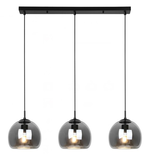 Domoletti Rita Pendelleuchte Schwarz Glas Eisen E27 3-Flammig 120Cm Modern-image