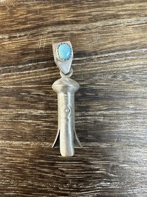 Native Southwest Sterling GoldenHills Turquoise Squash Blossom Pendant 10mm Bail