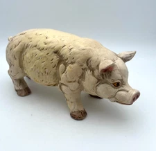 Vintage Farmhouse Pig Statue Ceramic Hog Rustic Country Table Decor Ornament AD8