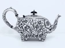 1886 EG. WEBSTER & SON VICTORIAN AESTHETIC REPOUSSE DEMITASSE CHOCOLATE POT HTF