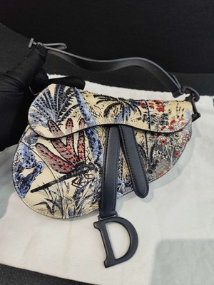 Dior Saddle Bag Mini Toil de Jouy Dragonfly Embroidery Hobo Bag [Duties Paid]