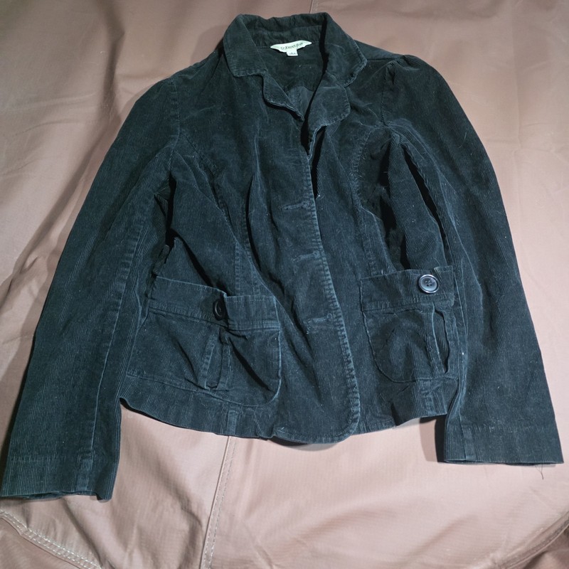 st johns bay jacket womens Large Black Corduroy Blazer three-button stretch