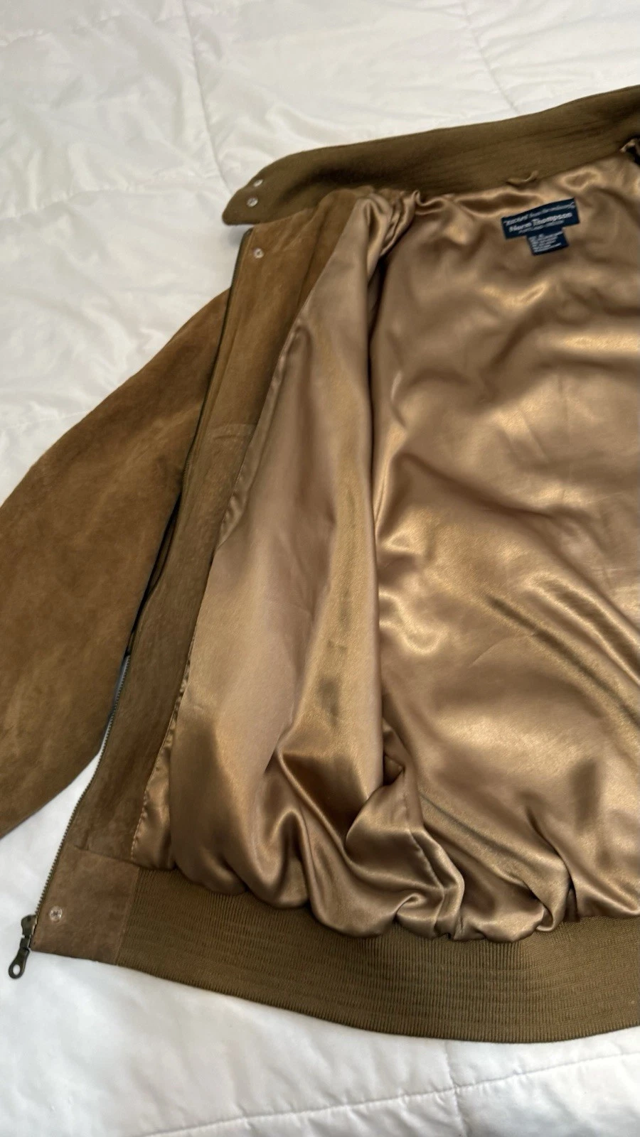 Norm Thompson Vintage Brown Suede Harrington Bomber Jacket XL image 6