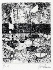 ENRICO PAULUCCI  "Luna e barche, anni 60"  Acquaforte - GRAFICA  VECCHIANTICO