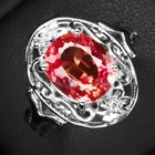 Invaluable Padparadscha Sapphire Oval 2.85Ct 925 Sterling Silver Handmade Rings