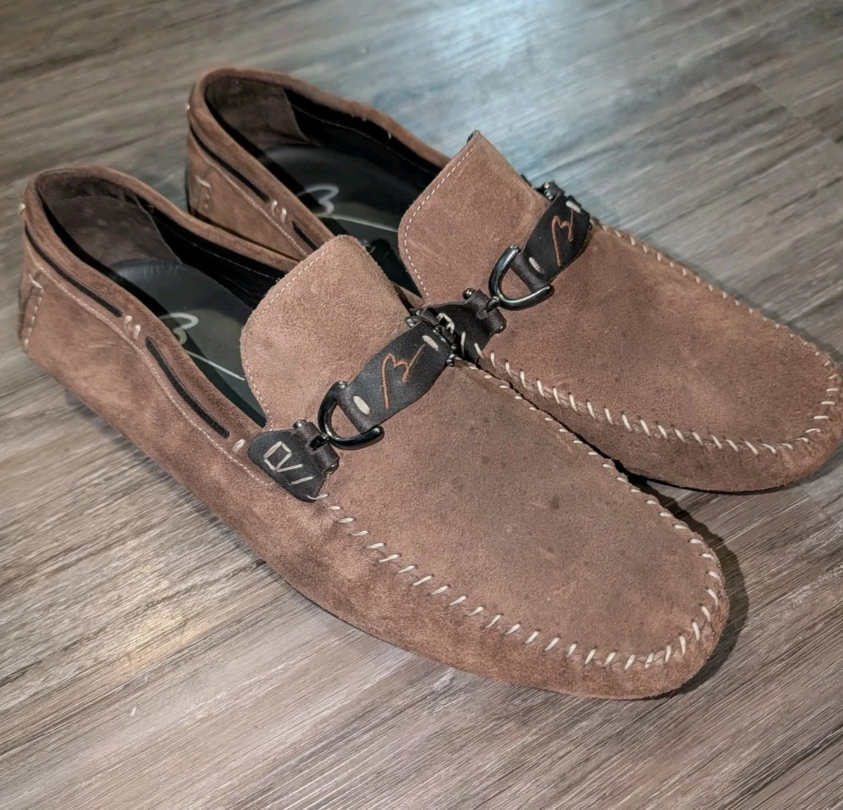 Bacco Bucci dark brown leather driving shoe. Forefoot V insets. Slip on. 9.5 Bacco Bucci Driving Moccasins - Men main image 3