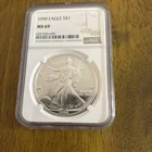 1990 American Silver Eagle MS69 NGC Brown Label, No Spots