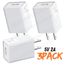 3X 10W USB A Wall Power Adapter 5V2A AC to DC US Plug Universal Fast Charger Lot