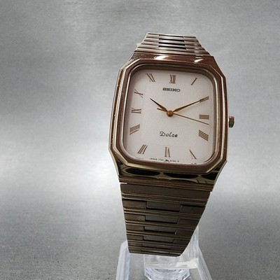 Seiko Dolce Tank Watch Men 29mm White Dial Tungsten Octagon 7741